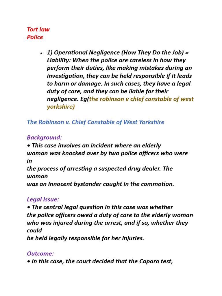 Police Liability in Tort Law Cases | PDF | Negligence | Duty Of Care
