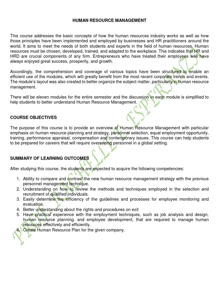 Module 1 HRM | PDF | Human Resource Management | Human Resources