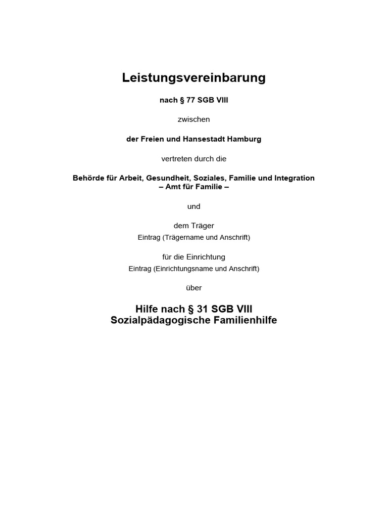 31 SPFH Leistungsvereinbarung Mustervorlage | PDF