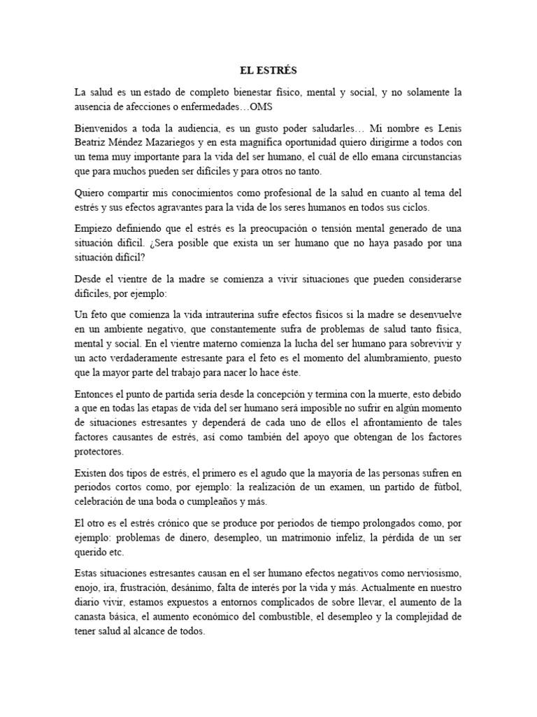 El estr s discurso descargar gratis pdf salud mental las emociones