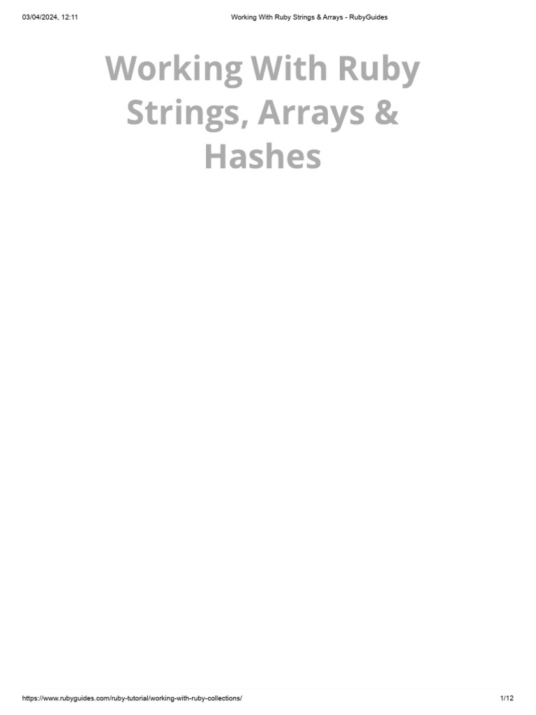 Working With Ruby Strings & Arrays - RubyGuides | PDF | String ...