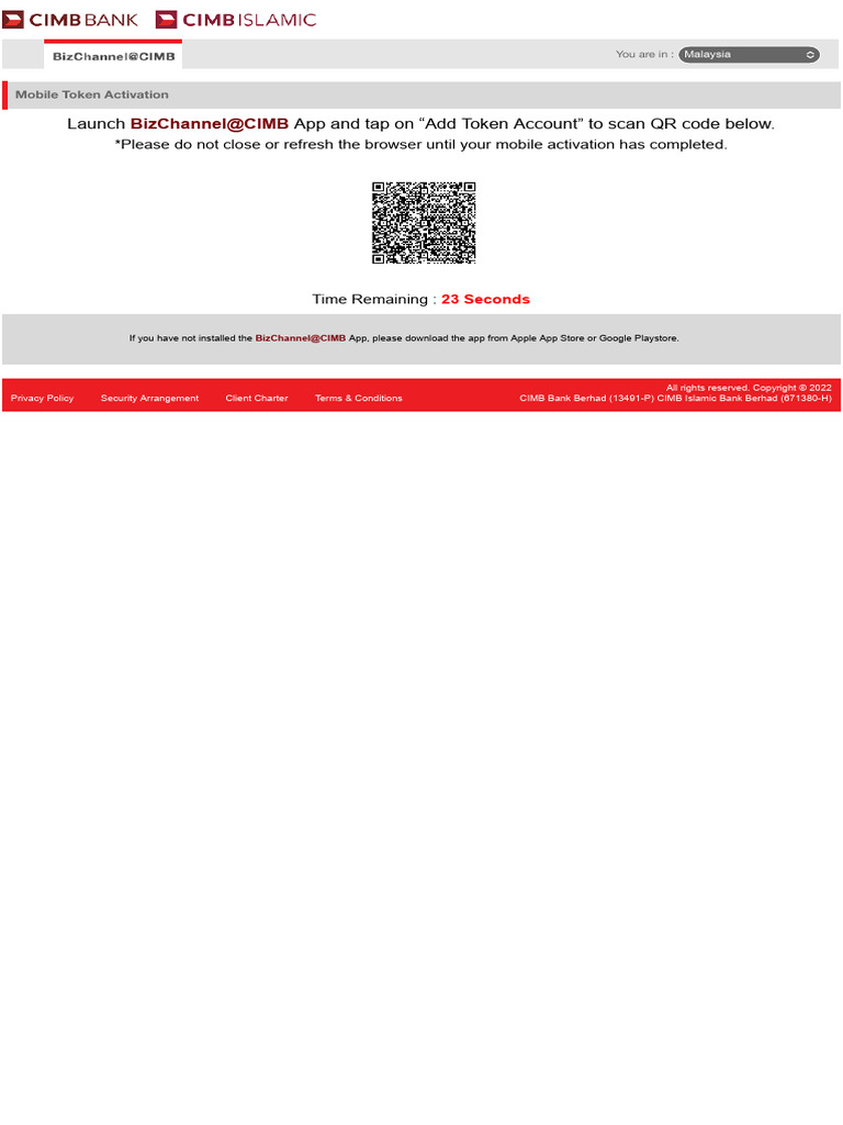 CIMB BizChannel Mobile Token Activation | PDF