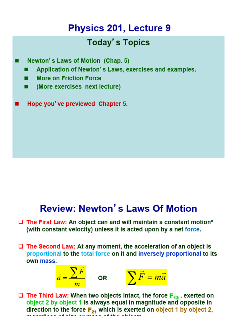 Newton's Laws and Friction Forces | PDF | Force | Tension (Physics)