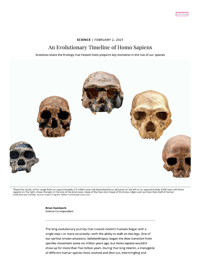 An Evolutionary Timeline of Homo Sapiens Science Smithsonian