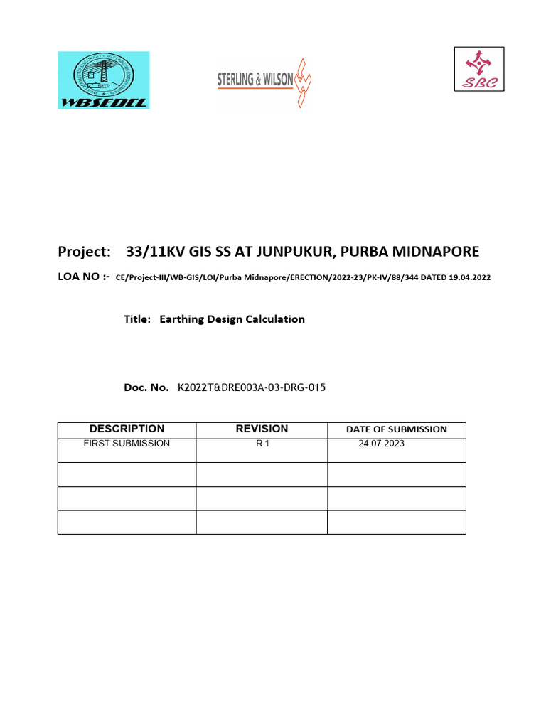 Earthing Design for 33/11kV GIS Substation | PDF | Electrical ...
