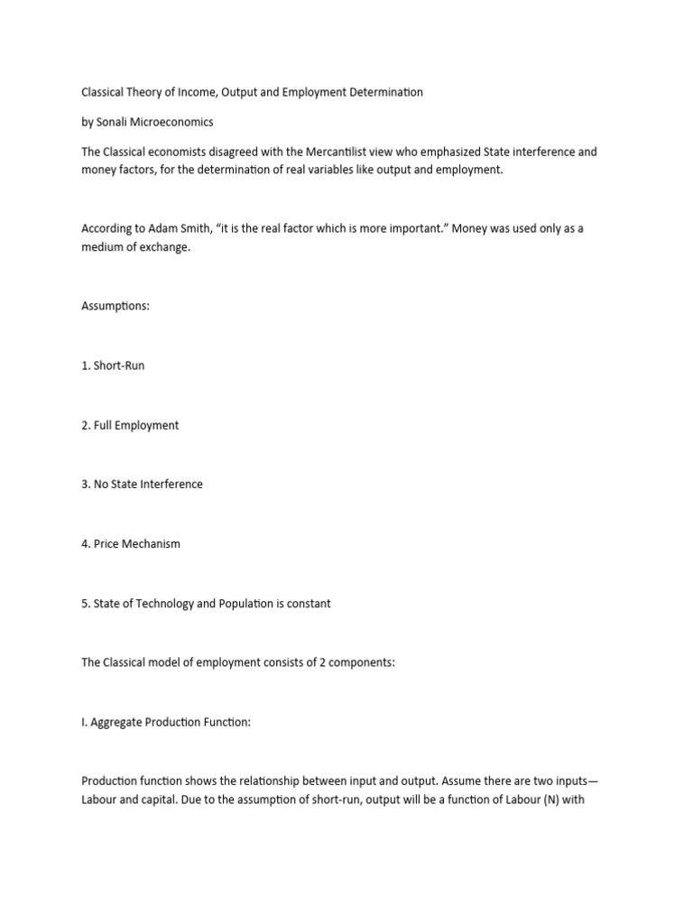Classical Theor | PDF | Labour Economics | Production Function