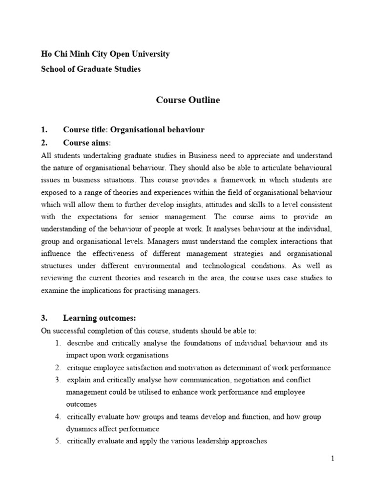 Organizational Behavior Pdf Industrial Organization Cognition