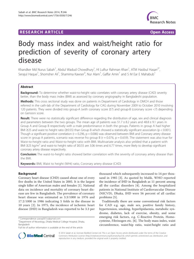 Body Mass Index and Waist Height Ratio F | PDF | Body Mass Index ...