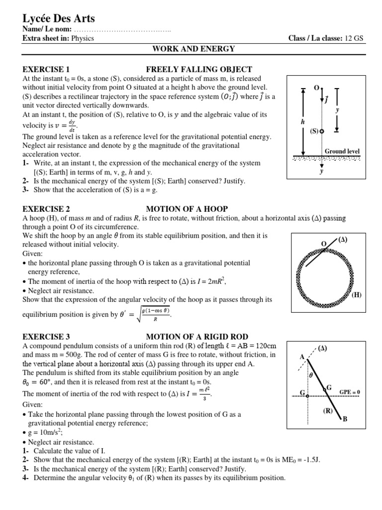 Extra Sheet 1 G12 GS 2023 | PDF | Mass | Pendulum