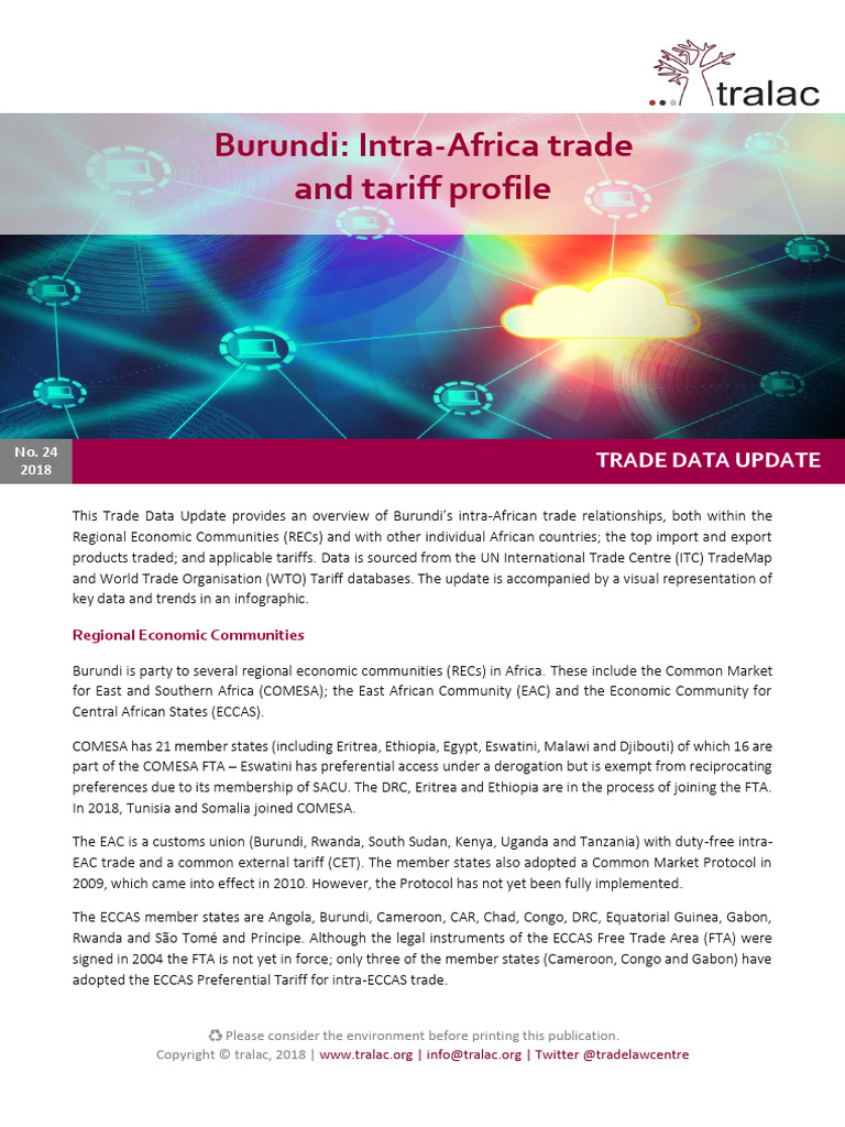Burundi Intra-Africa Trade and Tariff Profile September 2018 | PDF