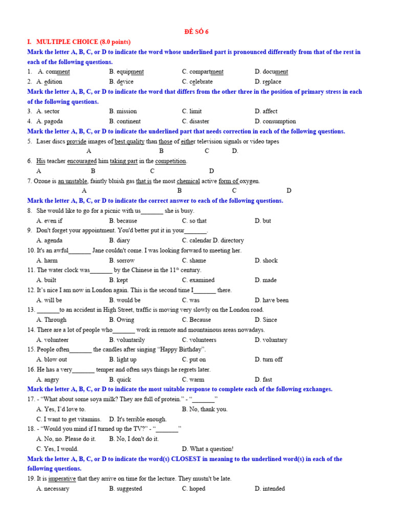 English Language Test Practice | PDF | Earth Sciences