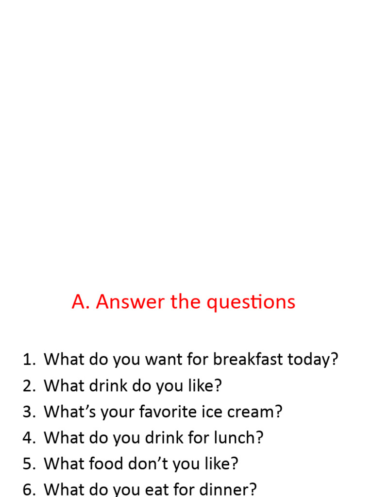 Meal and Activity Questions Guide | PDF