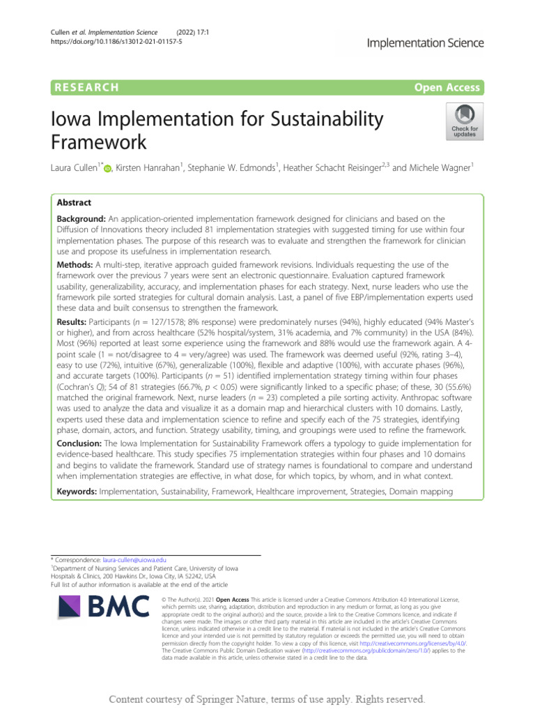Iowa Implementation For Sustainability Framework | PDF