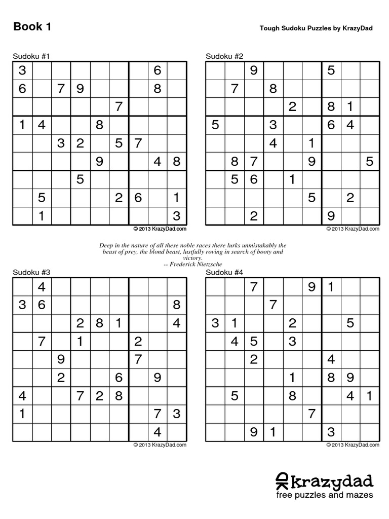 Kd sudoku tf 4up na pdf puzzles logic puzzles