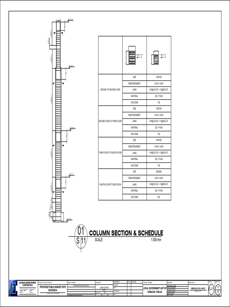 Column Section & Schedule: Scale: 1:300 MM | PDF