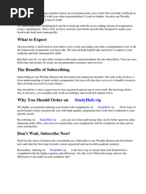 Weekly Homework Newsletter