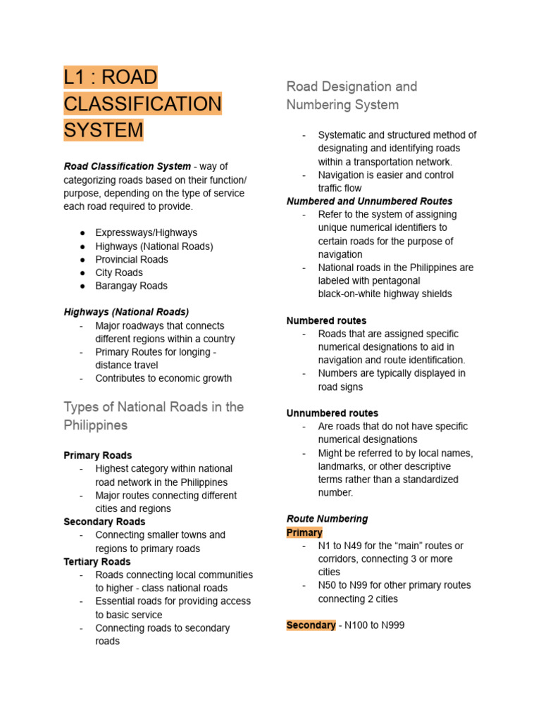 Philippine Road Classification System | PDF | Metro Manila | Road