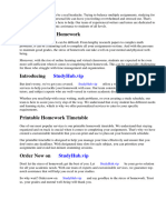 Homework Timetable Printable