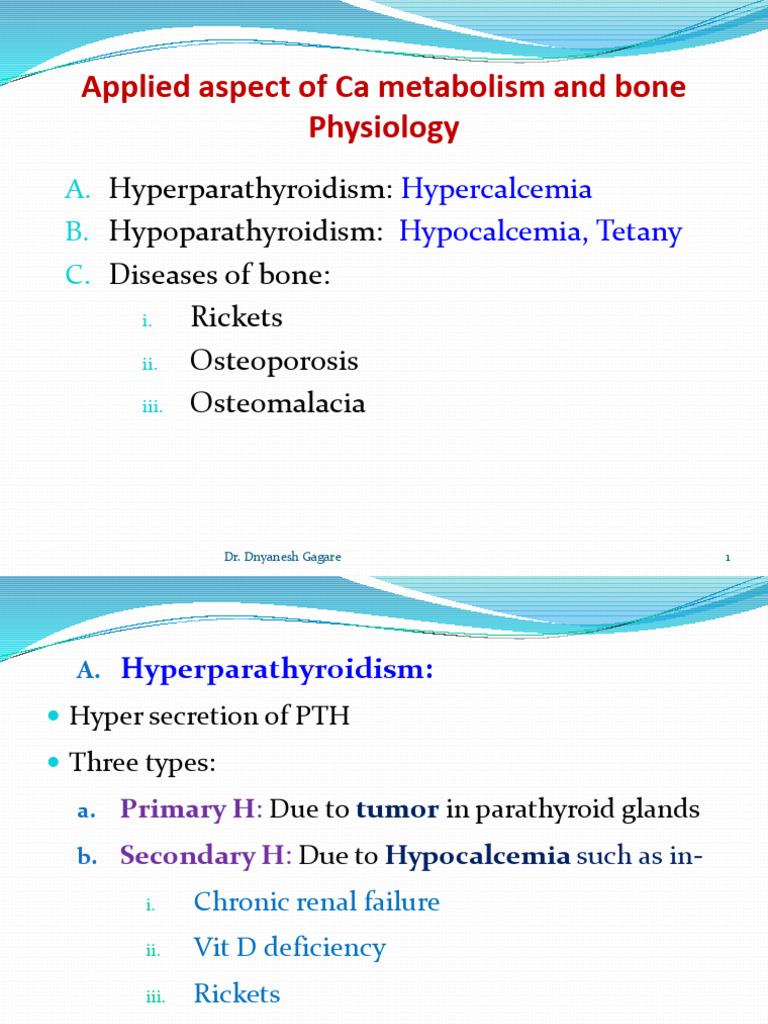 Calcium Metabolism and Bone Disorders | PDF | Osteoporosis | Diseases ...