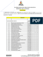 Resultado Preliminar Do Processo Seletivo SIMPLIFICADO #006/2024 Maqueiro