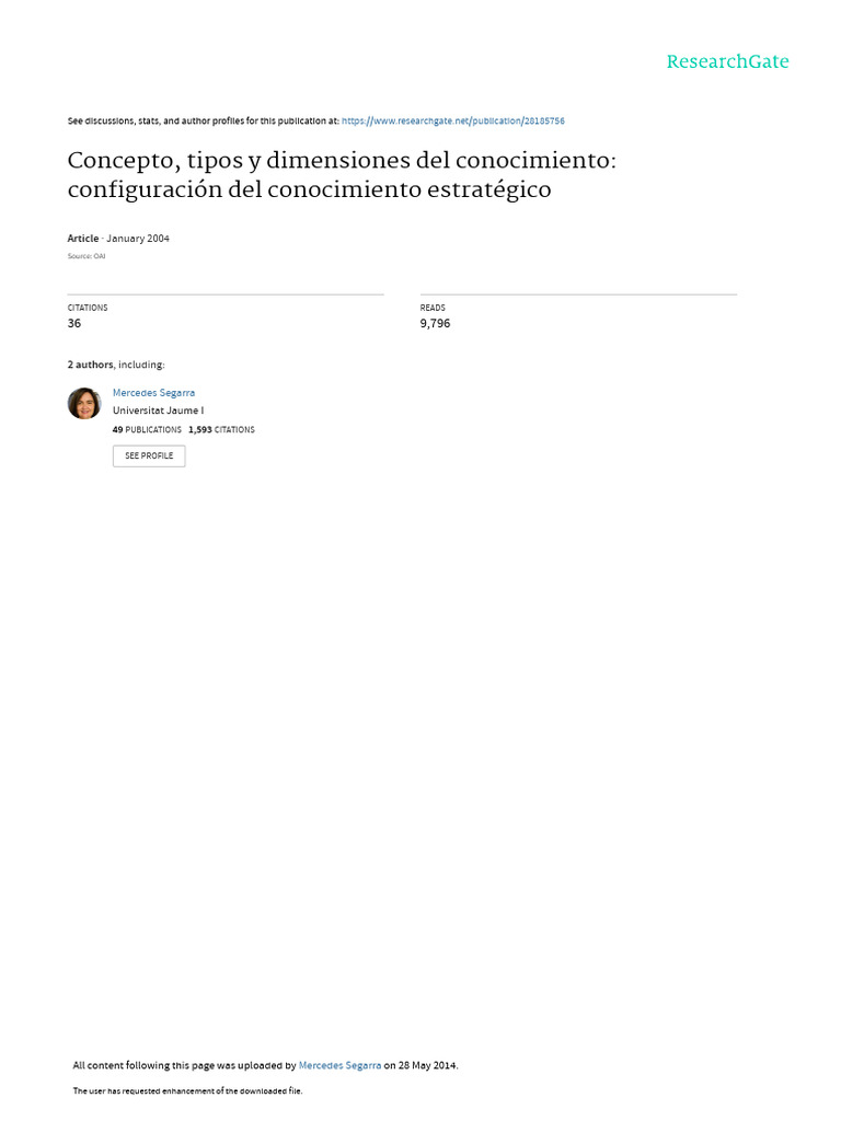Dimensiones Del Conocimiento Pdf Conocimiento Business