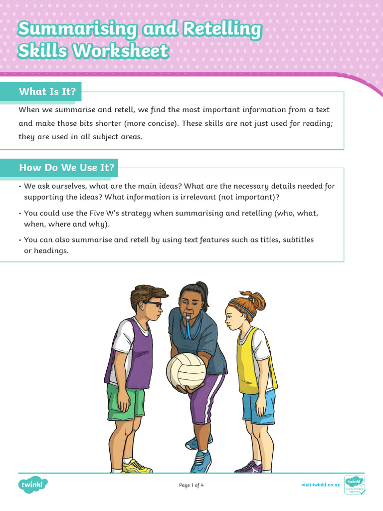 Summarising and Retelling Skills Guide | PDF | Curry | Menu