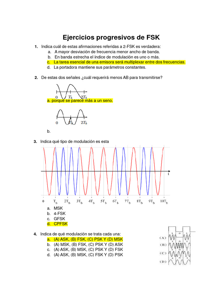 Ej FSK | PDF | Modulación | Datos de computadora