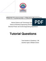 00PCE2101 Fundamentals of Electrical Engineering Tutorial Questions