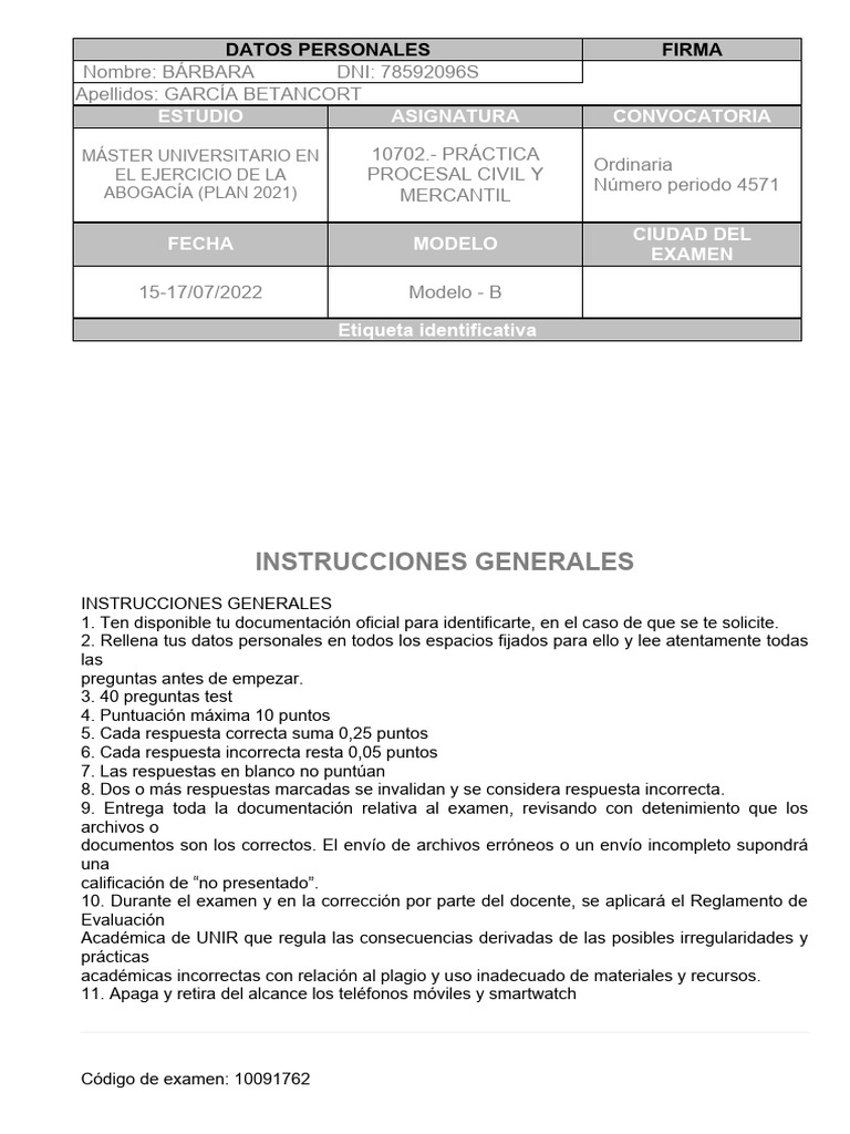 Examen Civil Modelo B Download | PDF | Anulación | Pagos