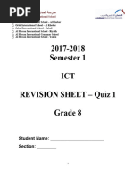 ICT Revision Sheet - Term 1 - Quiz 1 - Grade 8