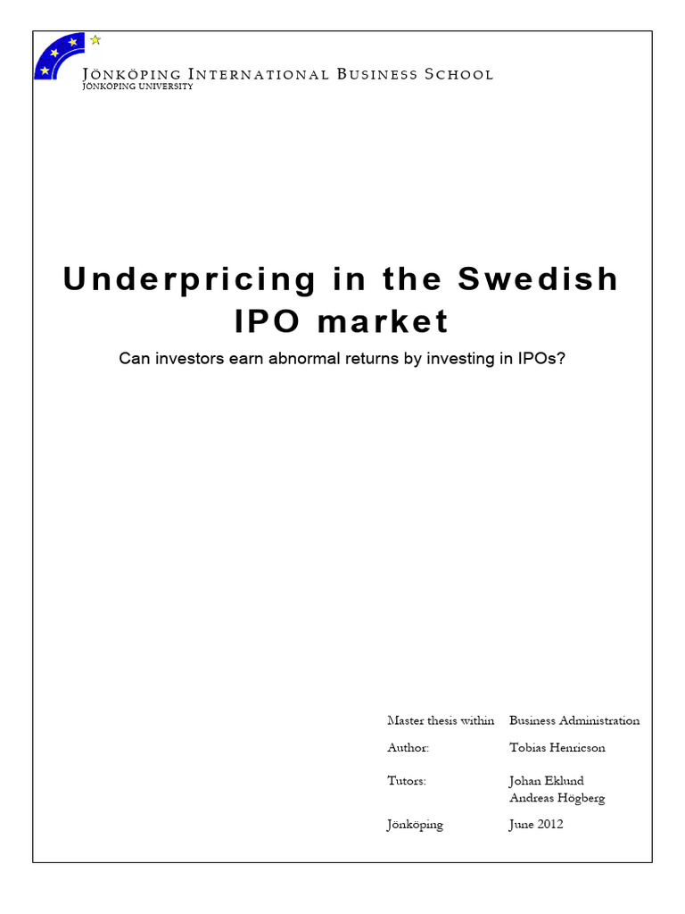 Swedish IPO Underpricing Insights | PDF | Initial Public Offering | Stocks