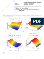 Lista 4 - Valores Extremos, Pontos de Cela e Multiplicadores de Lagrange