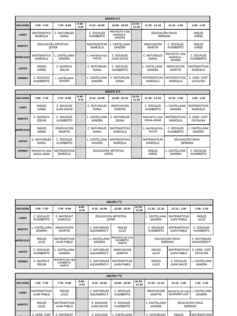 Horarios Grupos Bachillerato 2024 | PDF | Estudios de idiomas extranjeros