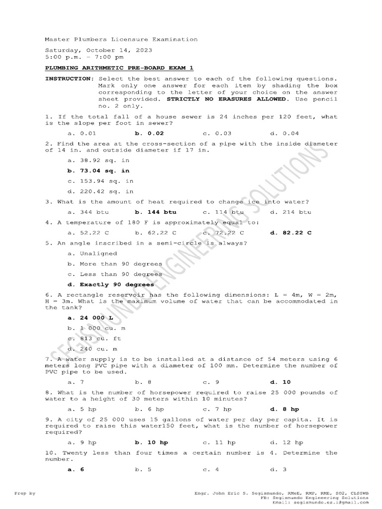 Arithmetic Pre Board 1 Ans Lectured | PDF
