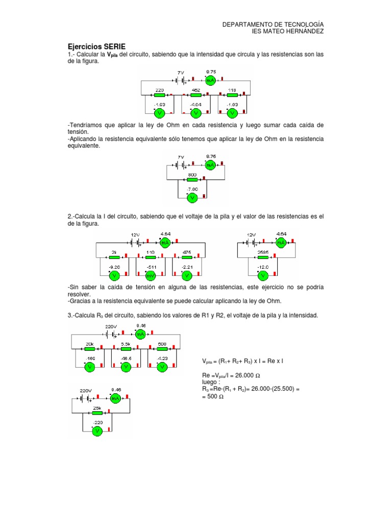 Ejercicios Resueltos de Electricidad | PDF | Resistencia Eléctrica y ...