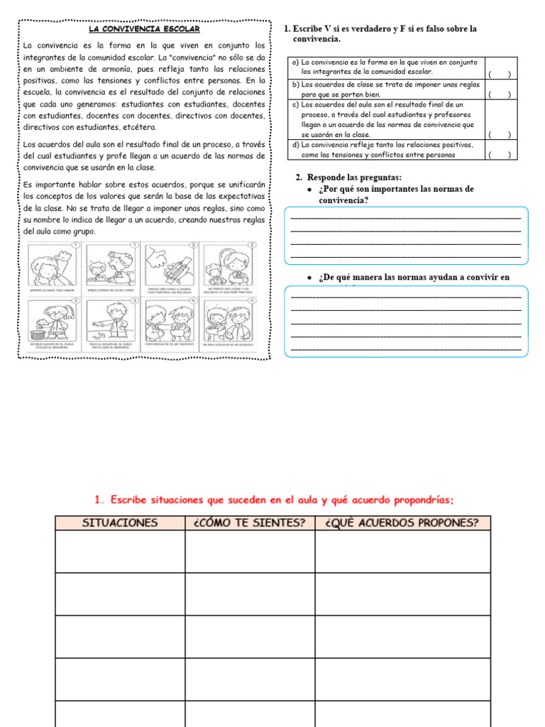 Ficha Elaboramos Nuestros Acuerdos De Clase Pdf Salón De Clases