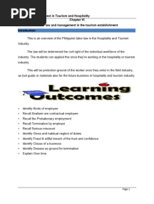 Lesson 6 Labor Law and Management in The Tourism Establishment