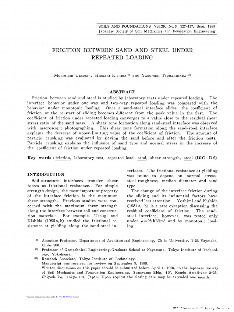 Friction Coefficient of Sand-Steel Interface | PDF | Friction ...