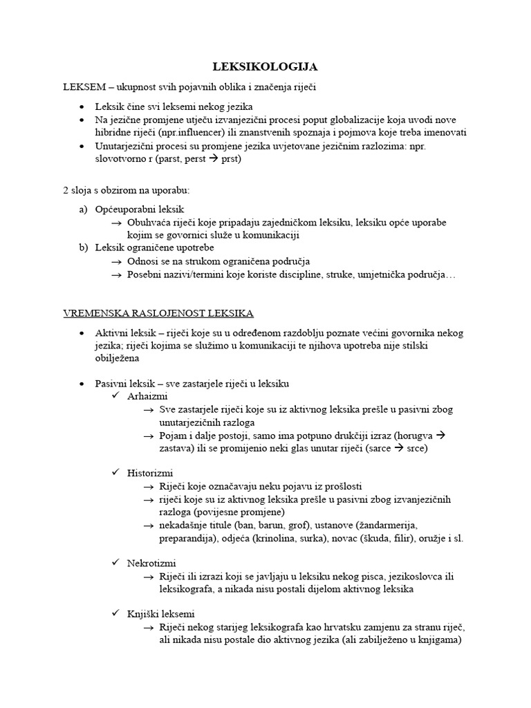 LEKSIKOLOGIJA | PDF