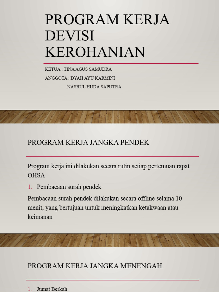 Program Kerja Divisi Kerohanian | PDF