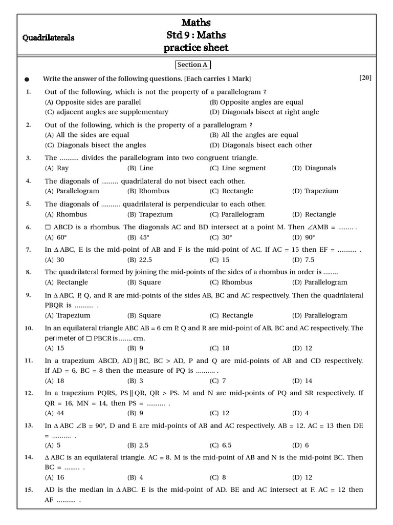 Practicesheet D03 Dec 2023 Pdf Rectangle Euclidean Geometry