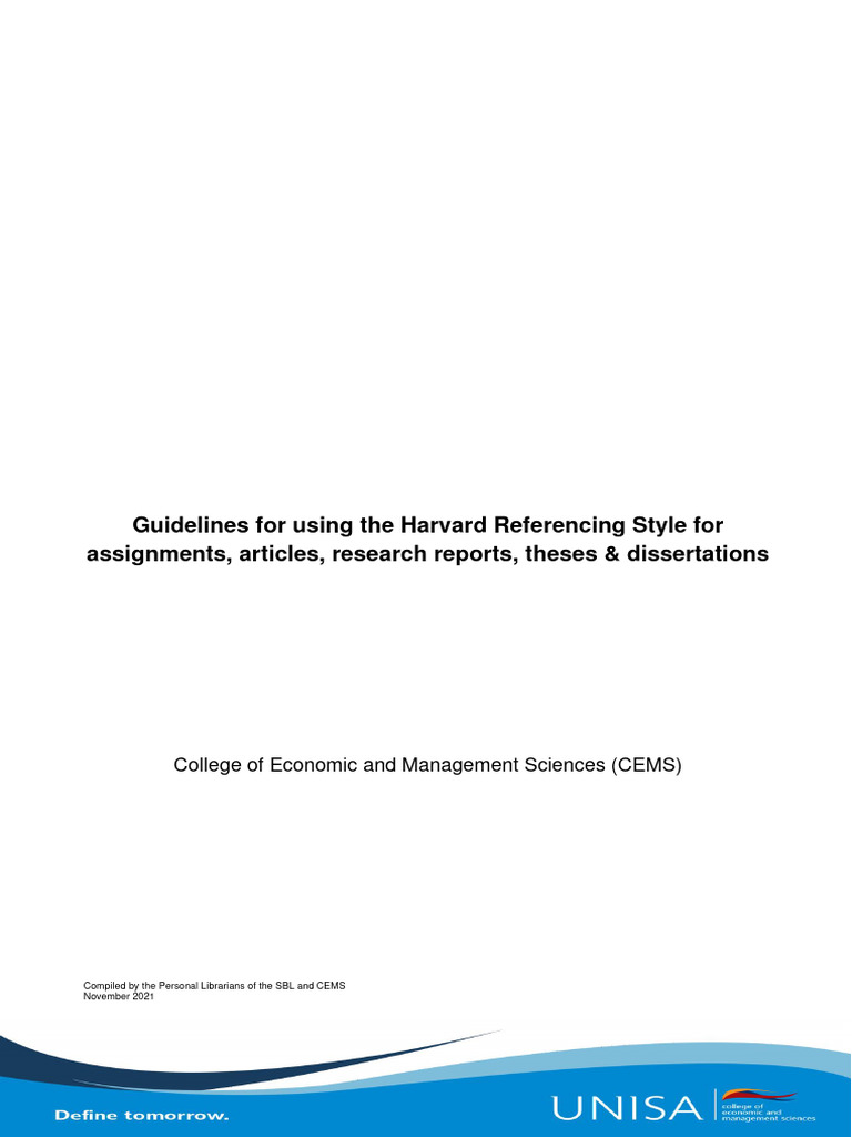 Harvard Referencing Guidelines for UNISA | PDF | Citation | Thesis