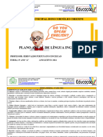 PLANO ANUAL DE LÍNGUA INGLESA 8° Ano A