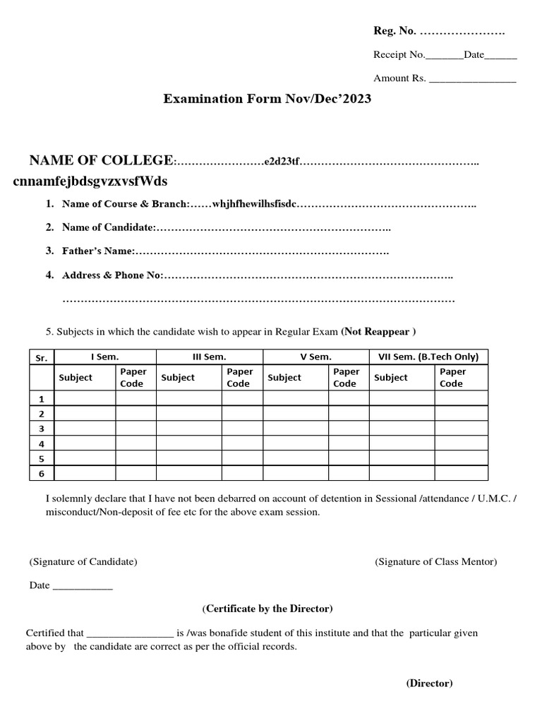 MCLIS Exam Form Nov/Dec 2023 | PDF