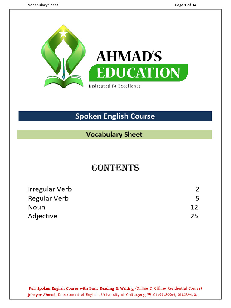 Vocabulary Level 1 Pdf