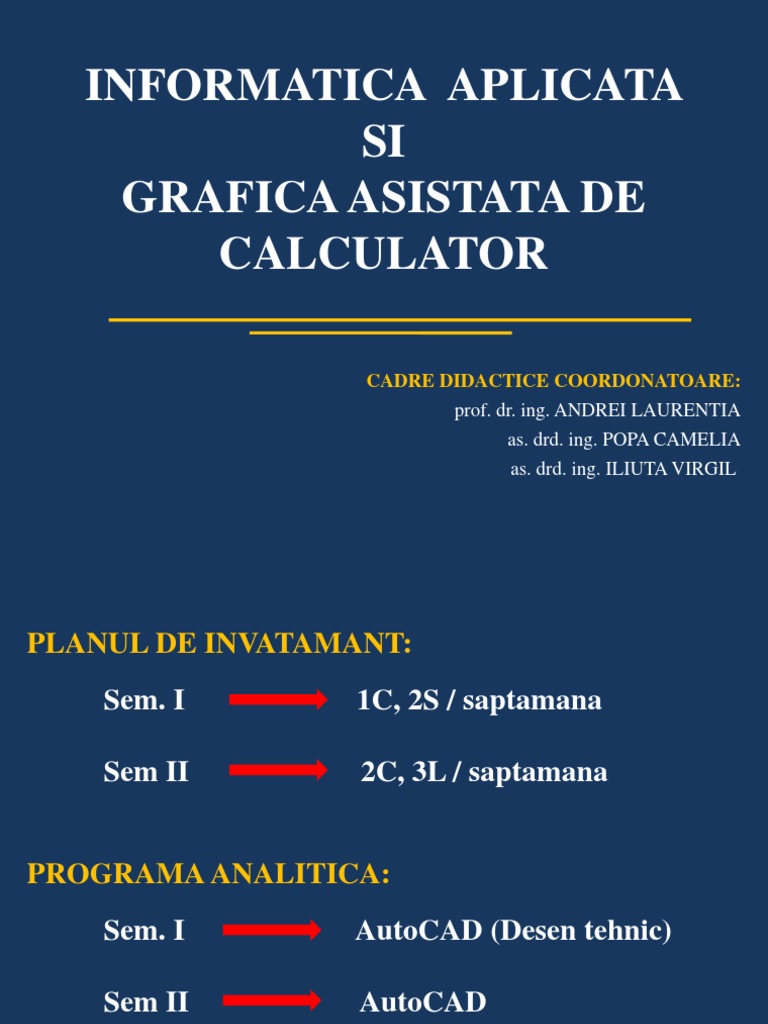 Informatica Aplicata Si Grafica Asistata De Calculator Cadre Didactice Coordonatoare