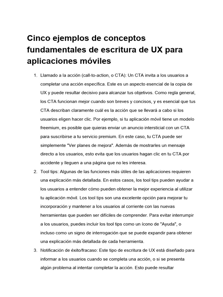 Ejemplos de Escritura UX en Apps Móviles | PDF | Aplicación movil ...