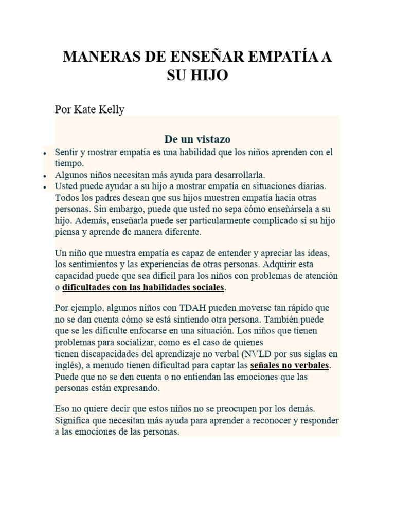 Maneras de Enseñar Empatía A Su Hijo | PDF | Empatía | Las emociones