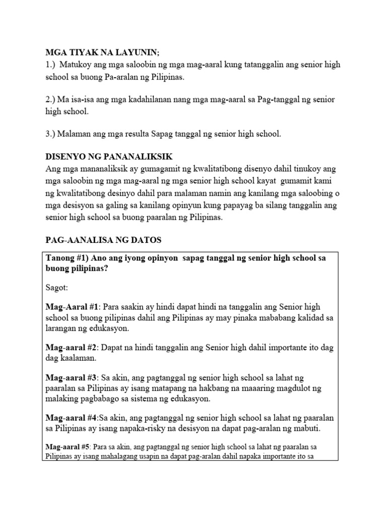 Mga Tiyak Na Layunin 2 | PDF