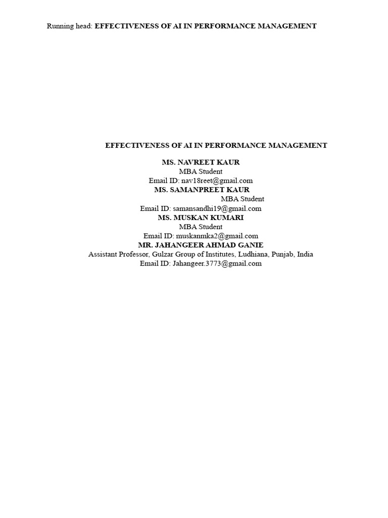 AI's Impact on Performance Management | PDF | Artificial Intelligence ...